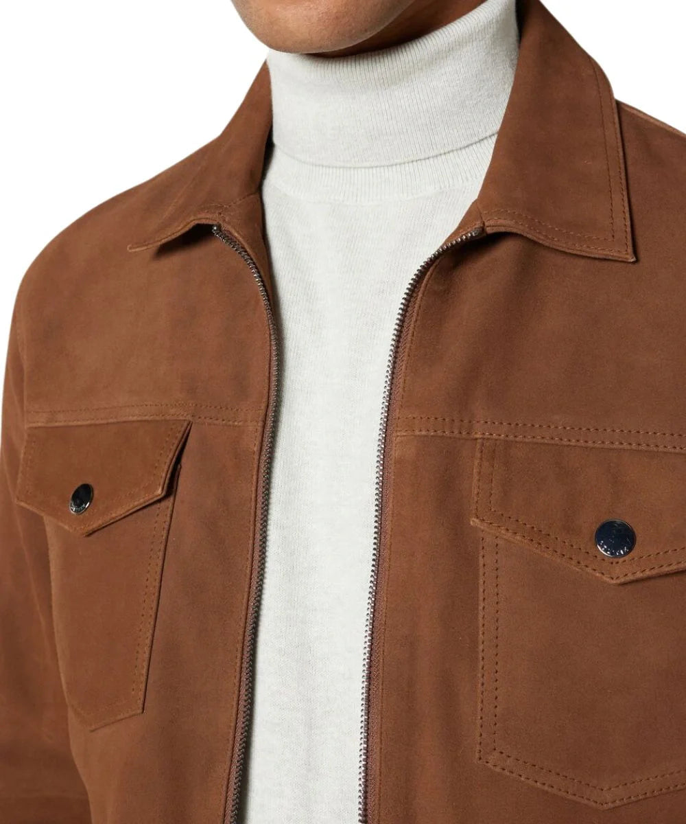mens suede bomber jacket tan