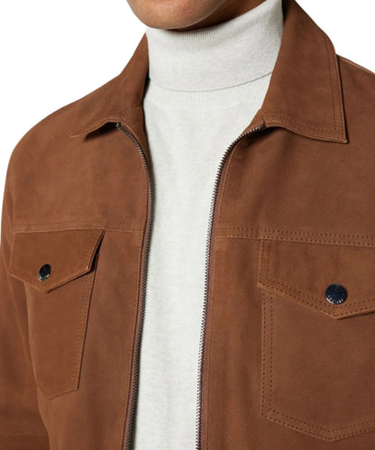 mens suede bomber jacket tan