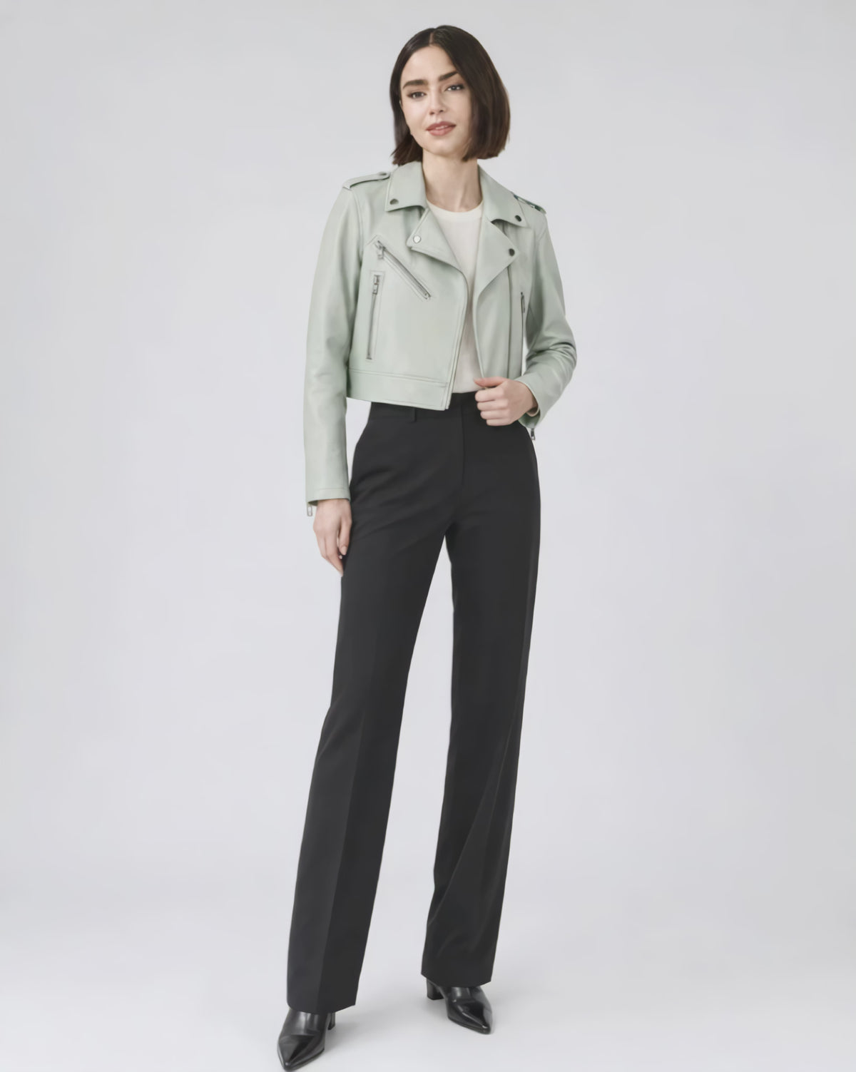 MintGreenCroppedLeatherJacket