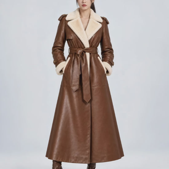Women_sBrownShearlingLeatherBeltedTrenchCoat