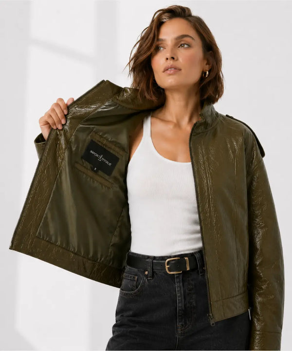 womenOversizedGrained-LeatherBomberJacket-DarkKhaki